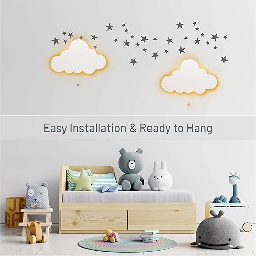 Lumipets Lighted Balloons, Nursery Night Light, Wall Mounted Lighted, Battery Operated Cloud Light Sign–Lightweight Kids Night Light for Babies, Toddlers, Kids - 17.7 x 11.2 x 1.5-in - Jamouz