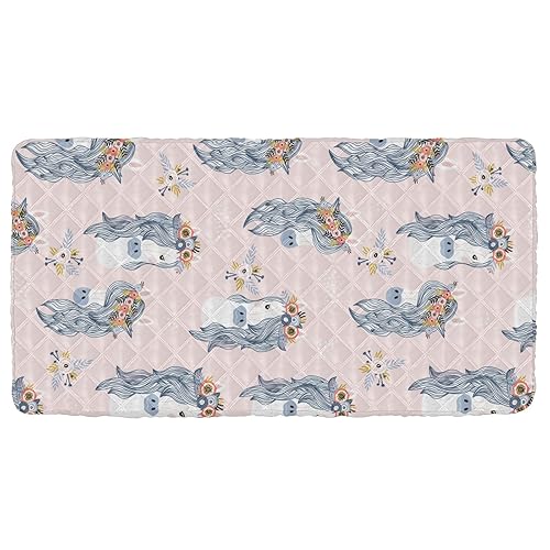 Burbuja Adorable Horses Cot Sheet for Toddlers, Portable Padded Nap Mat Sheet with Elastic Band for Girls Boys, Machine Washable, 25x50 in - Jamouz