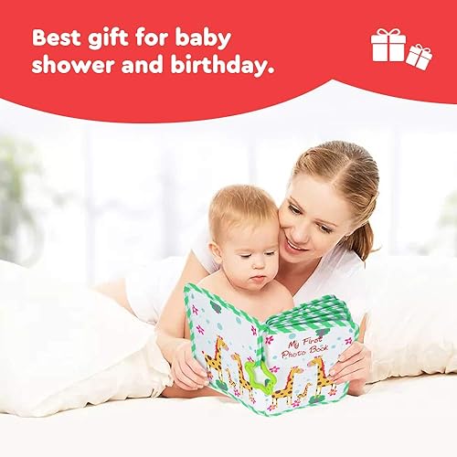 VNOM Baby Photo Album Soft Cloth Photo Book First Year Memory Album Shower Gift for Babies Newborns Toddlers & Kids,Holds 4x6 Inch Photos. (Pink) - Jamouz