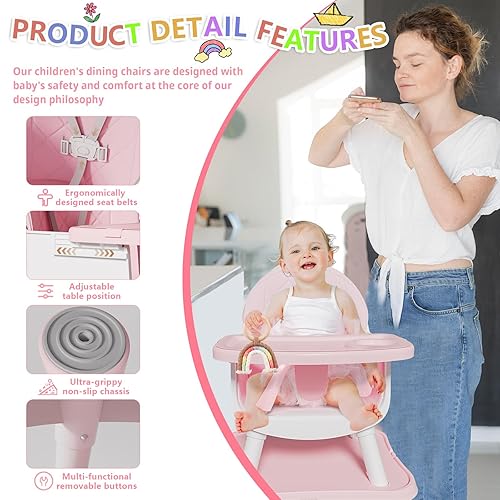 6 in 1 Baby High Chair for Babies and Toddlers, Booster Seat, Kids Learning Table & Chair (Grey) - Jamouz