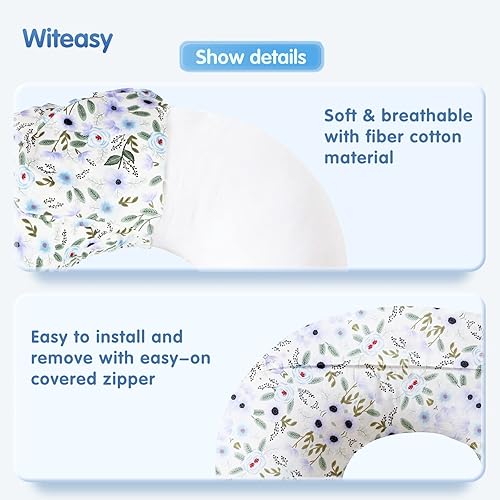 Nursing Pillow,Bottle and Breast Feeding Pillows for Baby Boy and Girls,Donut Tummy Time Pillow with Removable Cotton Blend Cover,Original Support Sit Up Pillow(Flower-71) - Jamouz