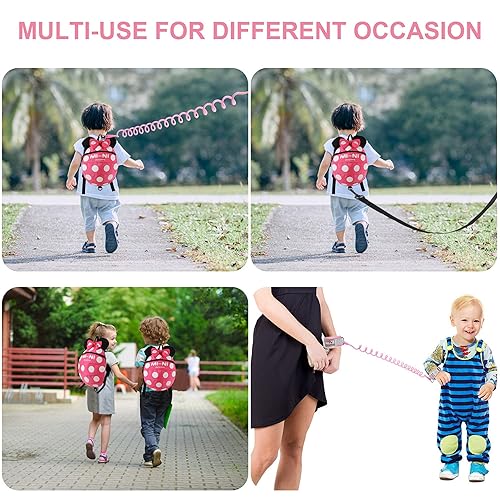 CZSYZCZS Toddlers Leash + Anti Lost Wrist Link Child Kids Safety Harness Kids Walking Wristband Assistant Strap Belt (pink) - Jamouz