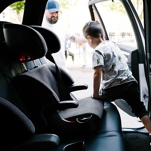 Clek Oobr High Back Booster Seat with Adjustable Headrest, Reclining Design, Latch System, and Retardant-Free Fabric, Railroad - Jamouz