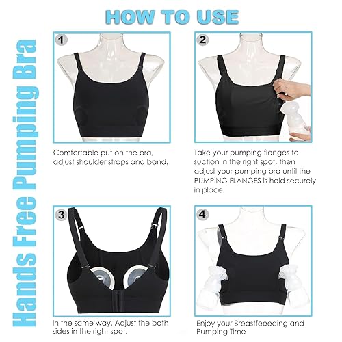 Hands Free Pumping Bra Hands-Free Breast Pump Bra Nursing Bras for Pumping Adjustable Breast-Pumps Holding and Nursing Bra (Black, Large) - Jamouz