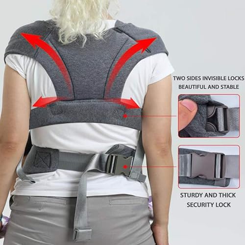 Baby Wraps Carrier Newborn to Toddler, Kangaroo Baby Easy Wearing Wrap, Adjustable Soft Baby Holder Front Chest Sling Carriers Perfect Baby Infant Essentials Gifts (Striped Grey, Cotton) - Jamouz