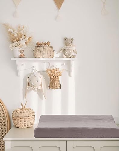 Changing Pad Cover for Baby Boy Girl 2 Pack, Muslin Changing Table Pad Covers with Boho Style, Neutral Nursery Bedding Essentials Soft and Breathable(Dusty Rose & Flower-A) - Jamouz