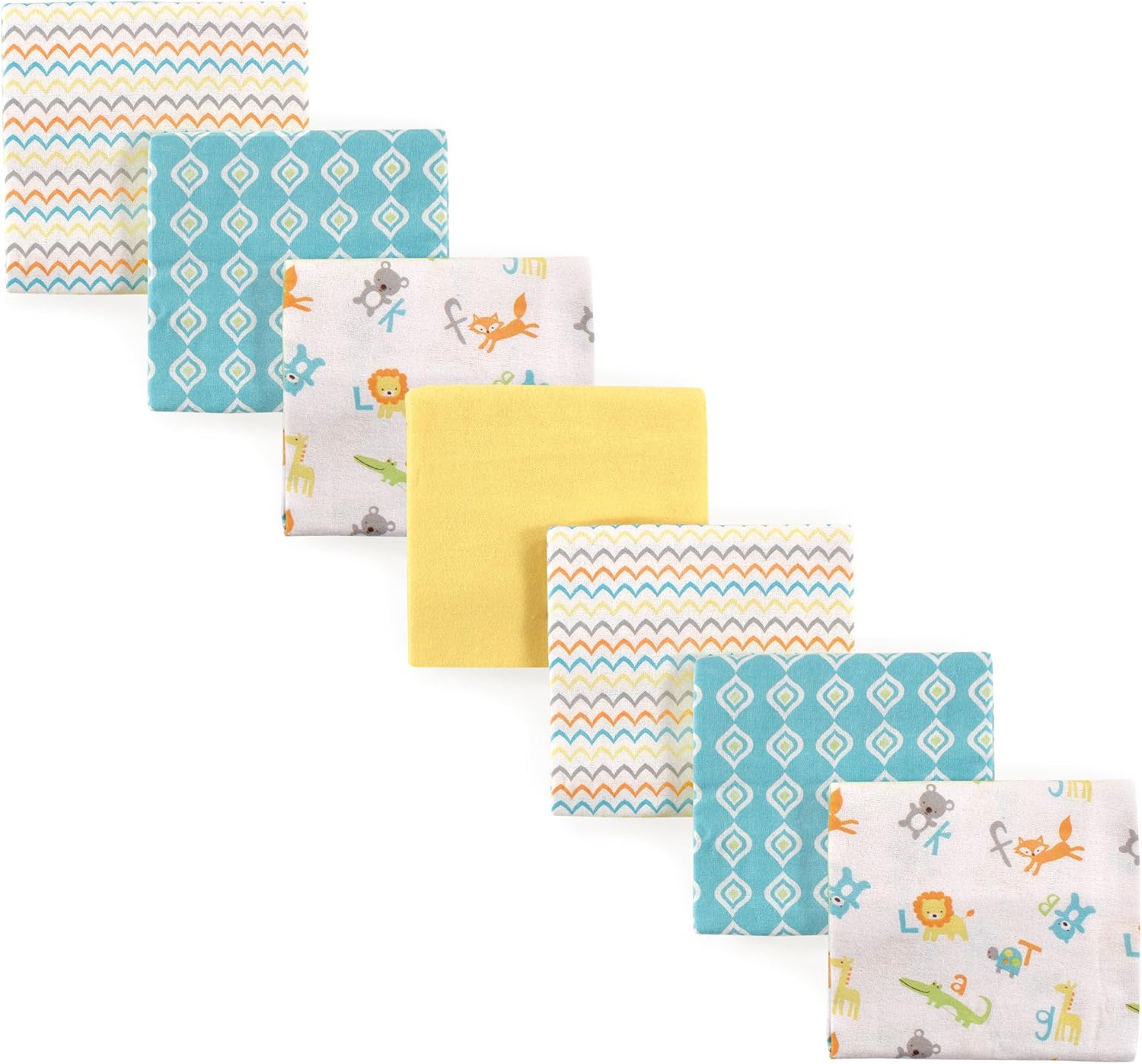 Luvable Friends Unisex Baby Cotton Flannel Receiving Blankets, Basic Elephant 7-Pack, One Size - Jamouz