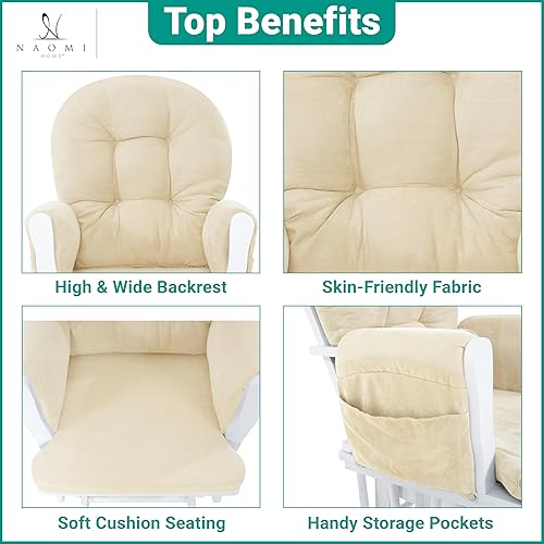 Brisbane Nursery Glider & Ottoman Sets, Glider Recliner Nursery Rocking Chair, Nursery Glider Rocker with Ottoman, Reclining Gliders & Chairs for Breastfeeding, Maternity, Napping, Espresso/Cream - Jamouz