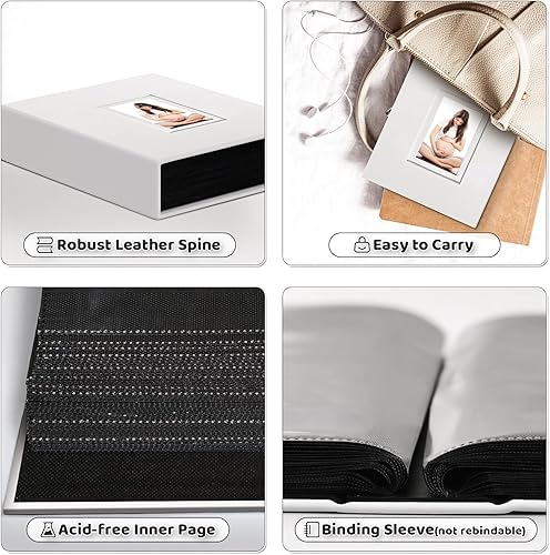 Popotop Photo Album 4x6 300 Pockets with Leather Hardcover Cover, Small Photo Album Holder Book with 50Pcs Pages for Family Travel Wedding Baby Gifts - Jamouz