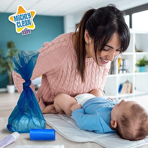 Mighty Clean Baby Disposable Diaper Bag Refill Rolls - Waste Sacks with Light Powder Scent - 72 Count - Jamouz