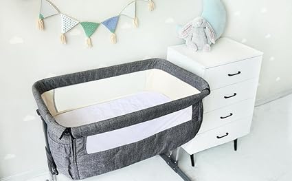 Bassinet Mattress Pad Cover Waterproof, Quilted Mattress Protector Sheets Fits All Mainstream Bassinet - Rectangle, Oval, Hourglass, 2 Pack, Ultra Soft Breathable, White and Grey - Jamouz