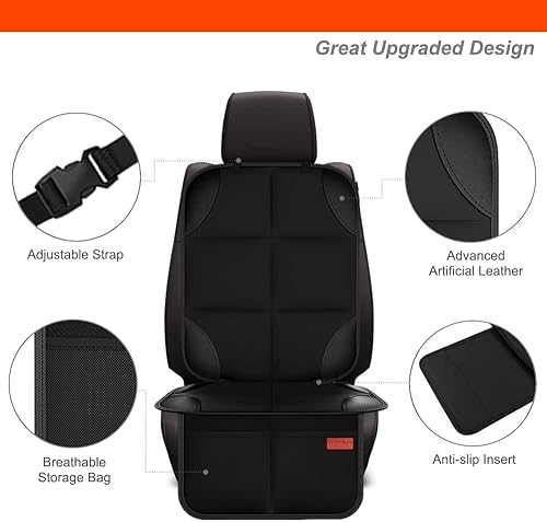 Luckybay Car Seat Protector, 1 Pack Kids Seats Protector XL Size with Thickest Padding and Non-Slip Backing, 2 Mesh Pockets, Durable, Waterproof 600D Fabric, PVC Leather for Baby, Kids, Pet (1 Pack..) - Jamouz