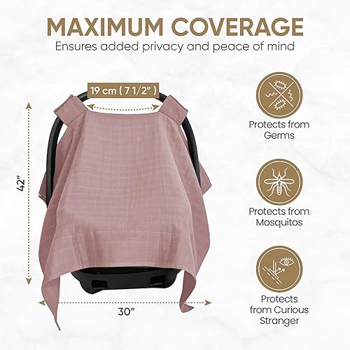 MOZAH Baby Multi-Use Cover: 9-in-1 Car Seat Covers Canopy Cover, Breathable Breastfeeding Cover, Stroller Cover & More, Boys & Girls Shower Gifts (Warm Taupe) - Jamouz