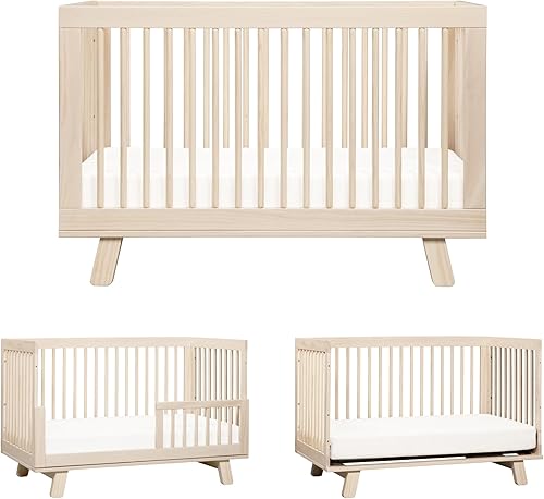 babyletto Hudson 3-in-1 Convertible Baby Crib with Toddler Bed & Daybed Conversion - Easy to Assemble - GREENGUARD Gold Certified w/ 4 Adjustable Mattress Heights - Natural - Jamouz