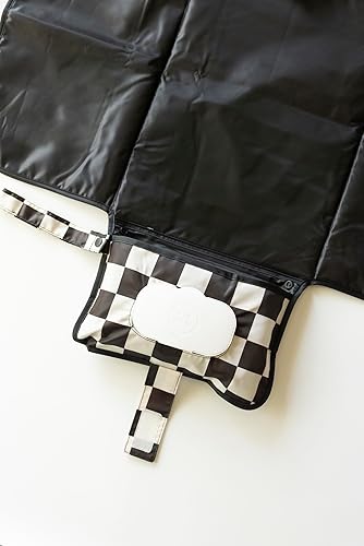 Tiny Twinkle Portable Diaper Changing Pad, Foldable Waterproof Baby Change Pad for Newborn Girl & Boy with Smart Wipes Pocket (Beige Checkers) - Jamouz