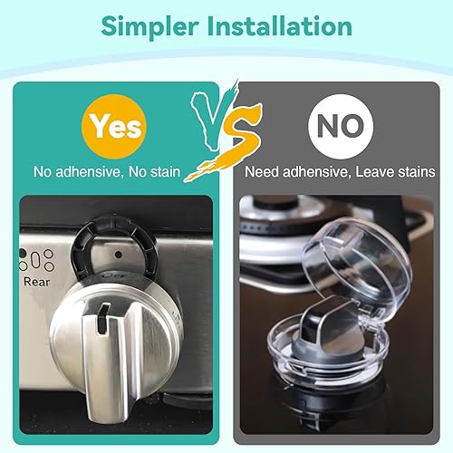 Gas Stove Knob Locks Protecting Kids and Pets; Oven Knob Covers for Child Safety (5 Pack,Black) - Jamouz