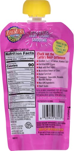 Earth's Best Organic Fruit Yogurt Smoothie, Mixed Berry, 4.2 Oz - Jamouz