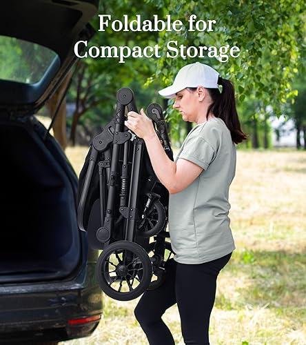 Baby Strollers Black 2-in-1 Convertible Baby Stroller with Bassinet Mode - Toddler Stroller with Reversible Stroller Seat - Jamouz