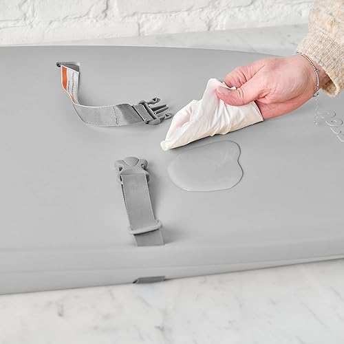 Nattou Softy Changing Pad - Wipeable Baby Changing Mat- Durable, Water-Resistant, Cocoon Shape with Honeycomb Bottom Grips BPA-Free, Assimilates Room Temperature - Grey - Jamouz