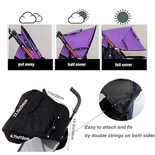 Universal Stroller Sun Shade Cover Stroller Canopy Awning for Pushchair Pram Baby Buggy Parasol Sun Umbrella with Pockets Mesh Window Adjustable Retractable - Jamouz