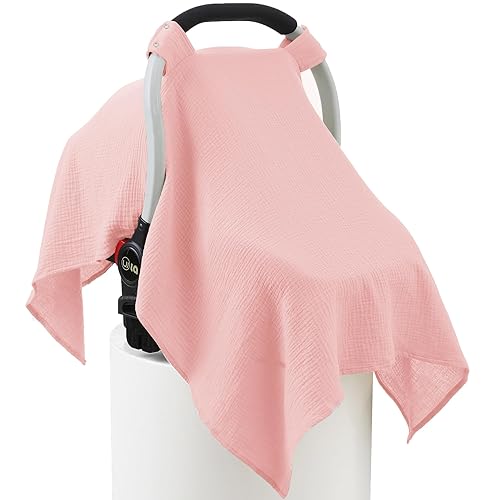 100% Muslin Cotton Car Seat Cover Baby, Carseat Canopy Cover, Universal Fit Stroller Covers for Boys and Girls (Roman Green) - Jamouz