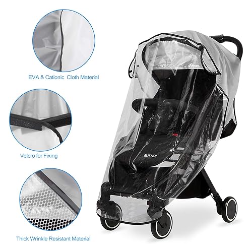 Clear Stroller Rain Cover, Universal Travel Weather Shield Breathable Baby Stroller Rain Cover for Windproof, Waterproof, Protect from Sun Dust Snow - Jamouz