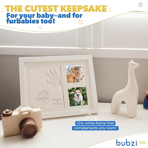 Bubzi Co Baby Footprint Kit, Baby Foot and Hand Print Kit, Baby Keepsake Frame, Nursery Pictures Frames, Hand Print Mold Kit, New Mom Gifts, Baby Newborn Essentials Must Haves, Baby Shower Gifts - Jamouz