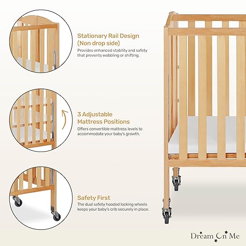 3-in-1 Folding Portable Crib, Natural, Large - Jamouz