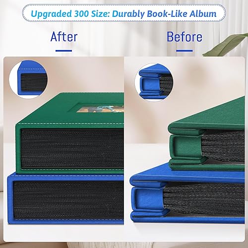Popotop Photo Album 4x6 300 Pockets with Leather Hardcover Cover, Small Photo Album Holder Book with 50Pcs Pages for Family Travel Wedding Baby Gifts - Jamouz