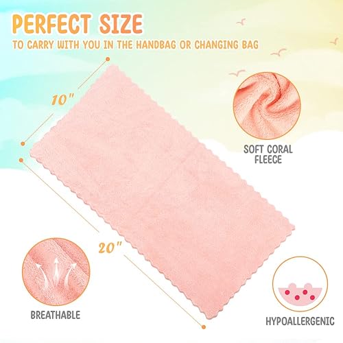 HOMEXCEL Burp Cloths Baby Washcloths 8 Pack-Extra Absorbent Soft Coral Fleece Burping Cloth for Newborn Girl Boy-20 x 10 Inch Large Baby Wash Cloths Gentle on Sensitive Skin - Jamouz