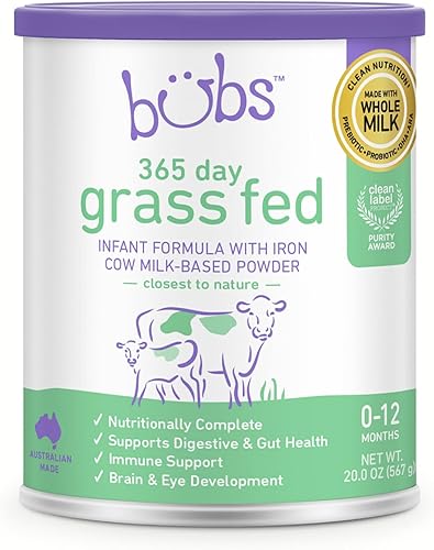 Bubs 365 Grass Fed Toddler Nutritional Drink, Non-GMO Whole Milk-Based Formula, for Kids 12-36 Months, 20 oz - Jamouz