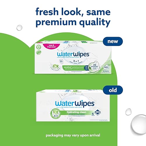 WaterWipes Soothing Clean Baby Wipes, 99% Water-Based Formula with Botanical Extract to Soothe & Protect Skin, Unscented & Hypoallergenic, 360 Count (6 Packs) - Jamouz