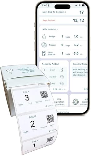 Smart Milk Bag Labels - Milk Expiration, Inventory and Storage Tracking, Caregiver Access to Breastmilk Details with QR Code - Consecutively Numbered Self-Adhesive Labels - Jamouz