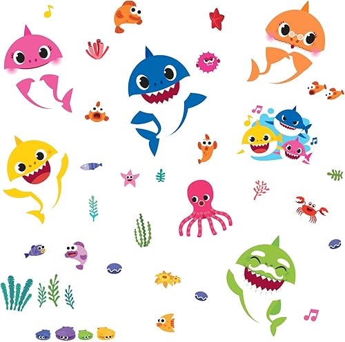 RoomMates RMK4303SCS Baby Shark Peel and Stick Wall Decals - Jamouz
