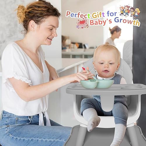 6 in 1 Baby High Chair for Babies and Toddlers, Booster Seat, Kids Learning Table & Chair (Grey) - Jamouz
