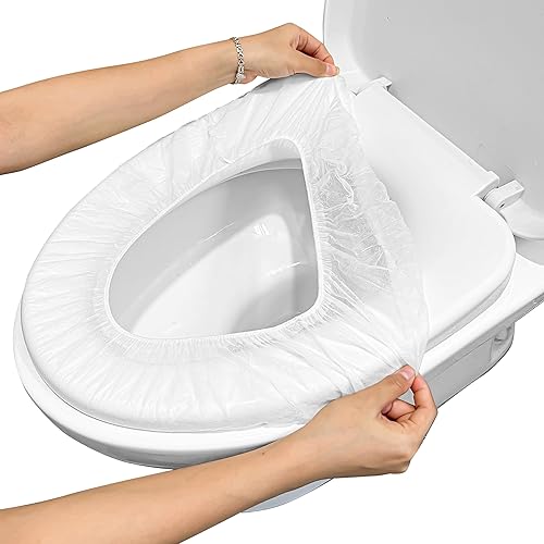 20PCS Plastic Toilet Seat Cover Cushion Protector Mat Large Pack, White Disposable Non-Woven Portable Little Individual Single Package for Adult Home Travel Children Training Environmental Protection - Jamouz