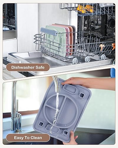 Platinum Food Grade Silicone Plates with Strong Suction for Baby & Toddlers, Baby Placemats with 4 Toy Straps to Secure Baby Essentials, Baby Led Weaning, Self Feeding, Dishwasher Safe (Green) - Jamouz