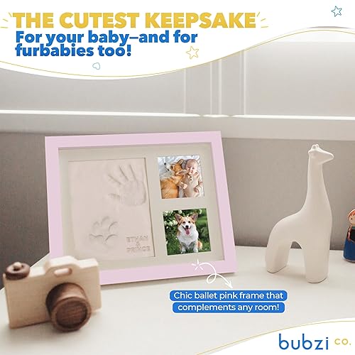 Bubzi Co Baby Footprint Kit, Baby Foot and Hand Print Kit, Baby Keepsake Frame, Nursery Pictures Frames, Hand Print Mold Kit, New Mom Gifts, Baby Newborn Essentials Must Haves, Baby Shower Gifts - Jamouz
