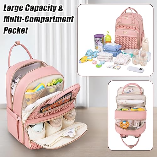 Diaper Bag Backpack,Stylish Baby Diaper Bag,Waterproof Travel Diaper Backpacks Baby Bags with Changing Pad,Stroller Straps,Insulated Pockets (Khaki) - Jamouz