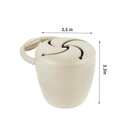 PandaEar Silicone Snack Containers, Collapsible Toddler Snack Cups Spill Proof Food Catcher for Toddler Baby, Pack of 2 (Light Tan/Walnut) - Jamouz