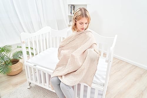 Baby Muslin Swaddle Blankets for Boys and Girls,4-Pack Breathable and Skin-Friendly,Wrap Soft Silky Cotton Muslin Swaddle Blankets/Atrovirens/Green/Apricot White/Grey… - Jamouz