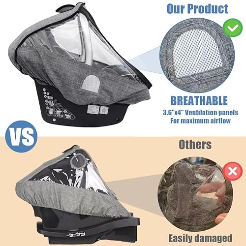 Stroller Rain Cover,Universal Stroller Accessory,Waterproof,Windproof Protection,Protect from Dust Snow,Baby Travel Weather Shield(Grey) - Jamouz