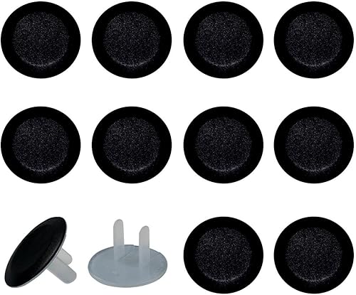 12 PCS Baby Child Proofing Outlet Covers, Electrical Safety Socket Protection Caps for 2-Prong Power Wall Plate Pure Black, czbhg-001 - Jamouz