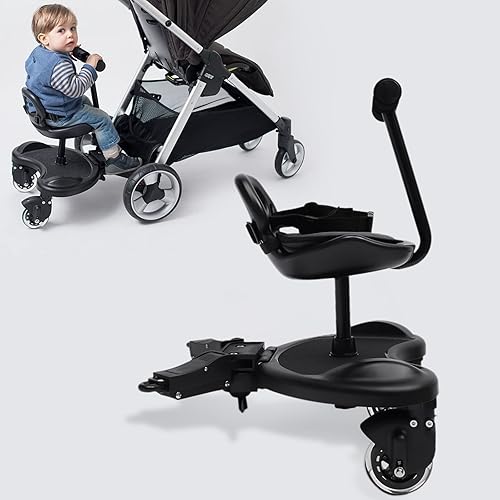 Universal 2-in-1 Stroller Board with Detachable Seat,Buggy Board Suitable for 2 to 6 Years 25 Kg Maximum Load,Toddler Stroller Attachment Step Stand Ride-On Pedal - Jamouz
