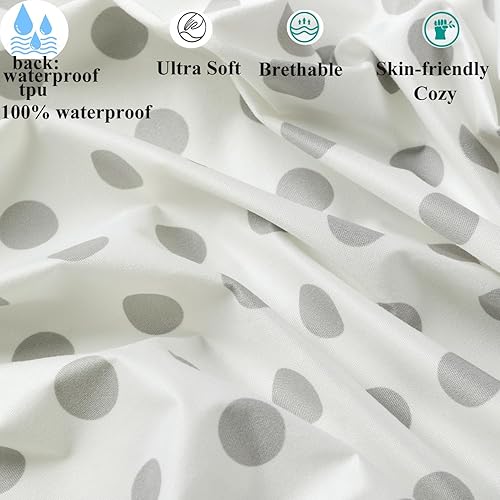 Waterproof Bassinet Sheet Compatible with Graco Pack n-Play Dome LX Bassinet(not playard), 2 Pack Jersey Knit Super Soft for Baby Green Botanical Leaf & Dots - Jamouz