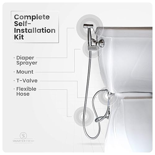 Easy-Install Cloth Diaper Sprayer for Toilets – Luxury Handheld Bidet Attachment – Multi-Use Toilet Faucet with Simple Pressure Control (Curved Sprayhead) - Jamouz