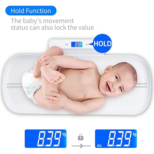 Baby Scale, Digital Infant Scale, Multi-Function Digital Scale for Pets, Toddler Scale with Measure Babies Weight and Height Tray, Precision Digital Puppy Scale with kg/lb/oz, Holding Function - Jamouz