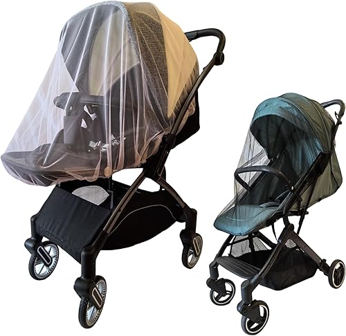 Mosquito Net for Stroller Accessories Insect Mesh Bug Netting Cover for Summer Outdoor Camping Travel Car Seat, Newborn Baby Essentials Mosquiteros para Cunas De Bebes 2pack 2color (Black + White) - Jamouz