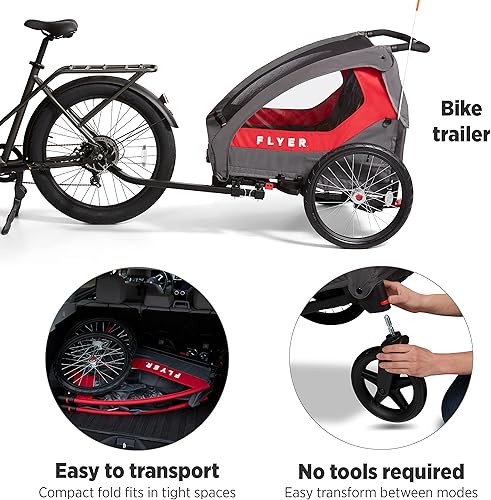 Flyer™ Duoflex 2 in 1 Bike Trailer and Double Stroller for Toddlers, 1+ Years - Jamouz