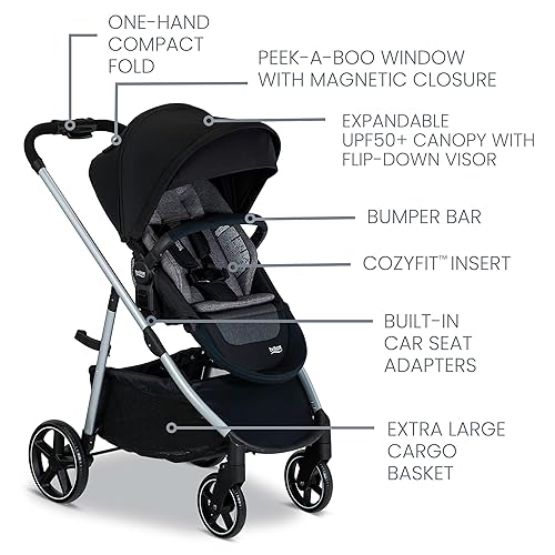 Britax Willow Grove SC Baby Travel System, Infant Car Seat and Stroller Combo with Alpine Base, ClickTight Technology, SafeWash, Pindot Stone - Jamouz